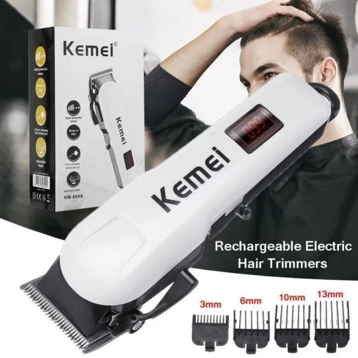 ✨ Kemei KM-809A Digital Electric Rechargeable Professional Hair Clipper Trimmer ✨