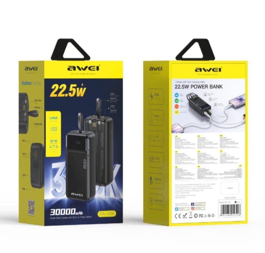 Awei PA-103 30000mAh 22.5W Fast Charging Power Bank